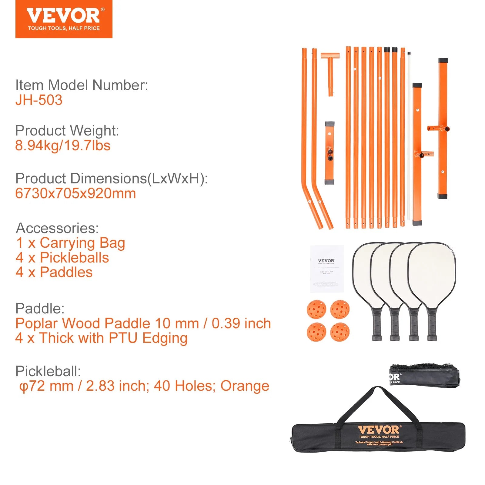 Vevor Pickelball Net, Paddles, and Carrying Bag