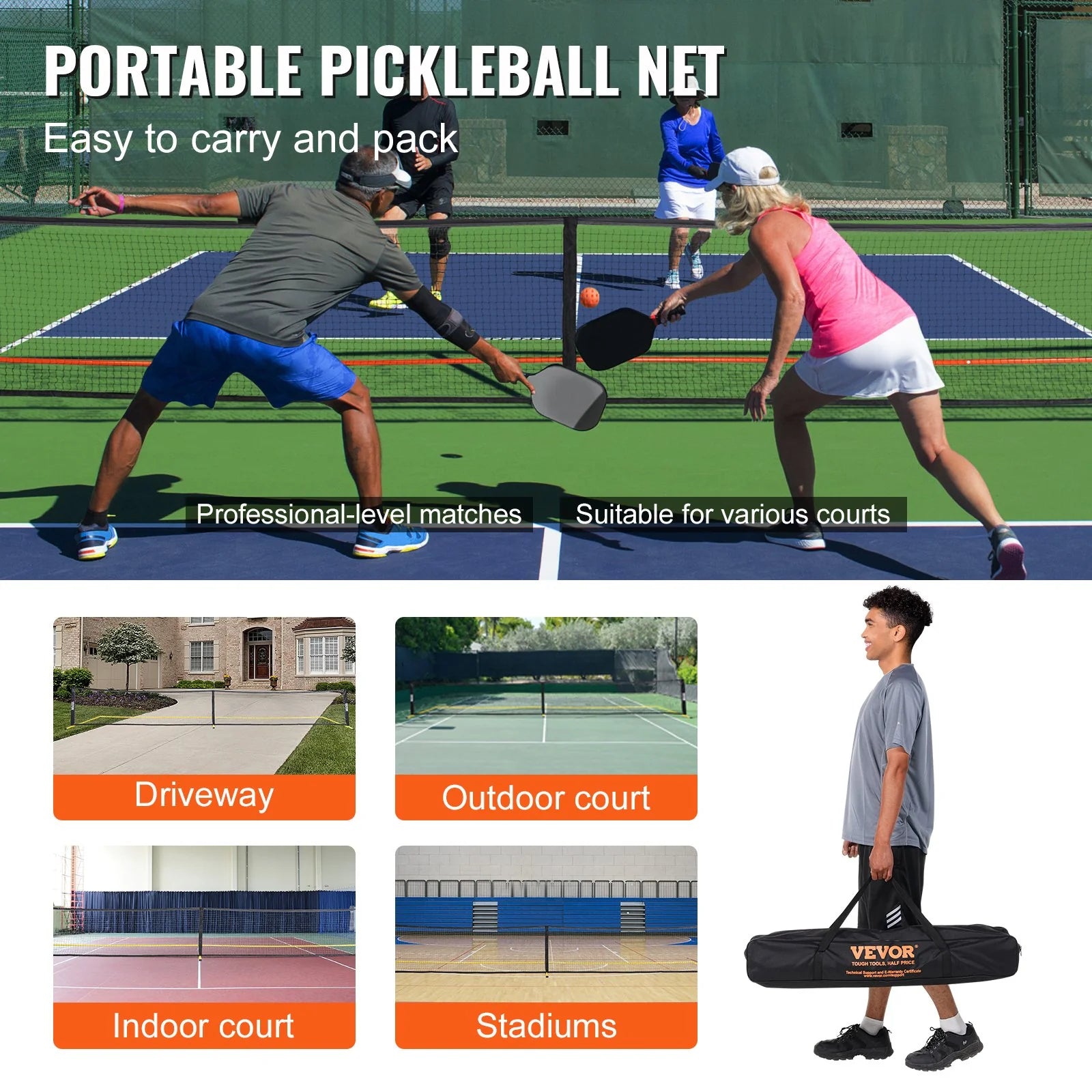 Vevor Pickelball Net, Paddles, and Carrying Bag